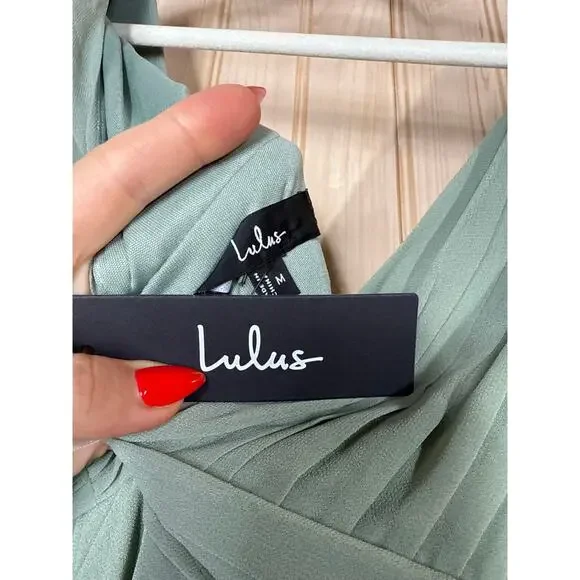 NWT Lulus Heavenly Hues Sage Brush Maxi Dress Wedding Bridesmaid Gala Size M - Picture 9 of 9